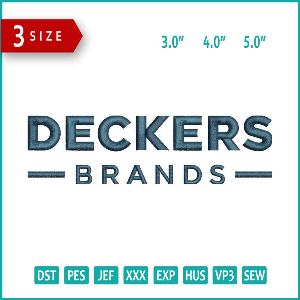 Deckers Brands Logo Embroidery Design Files - 3 Size's