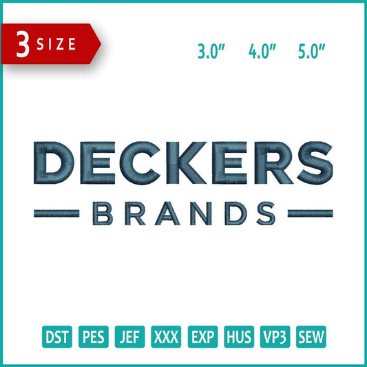 Deckers Brands Logo Embroidery Design Files - 3 Size's