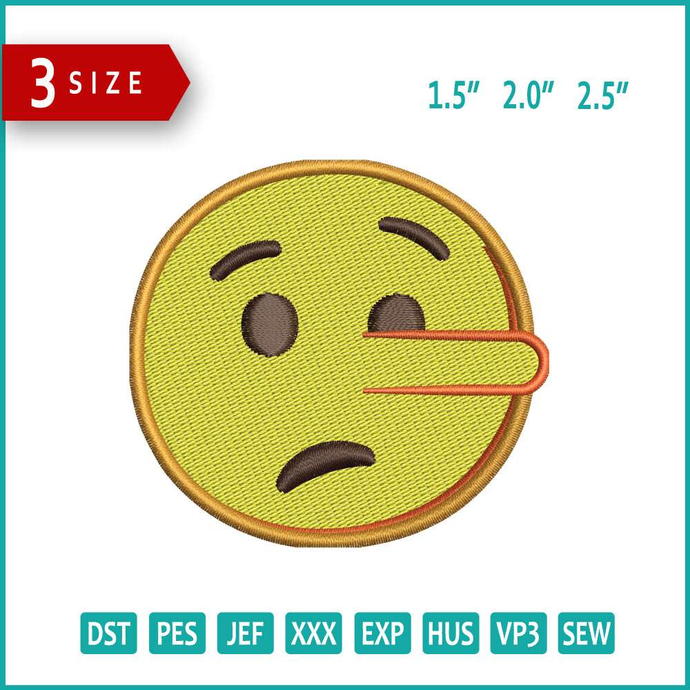 Lying Face Emoji Embroidery Design Files - 3 Size's