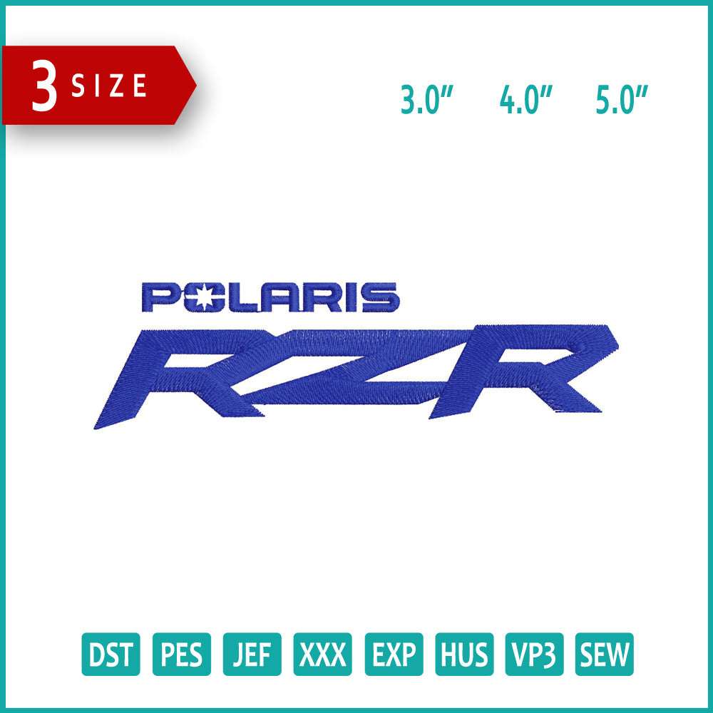 RZR Polaris Logo Embroidery Design Files - 3 Size's
