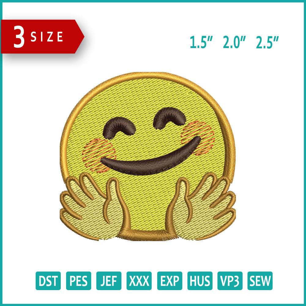 Hugging Face Embroidery Design Files - 3 Size's