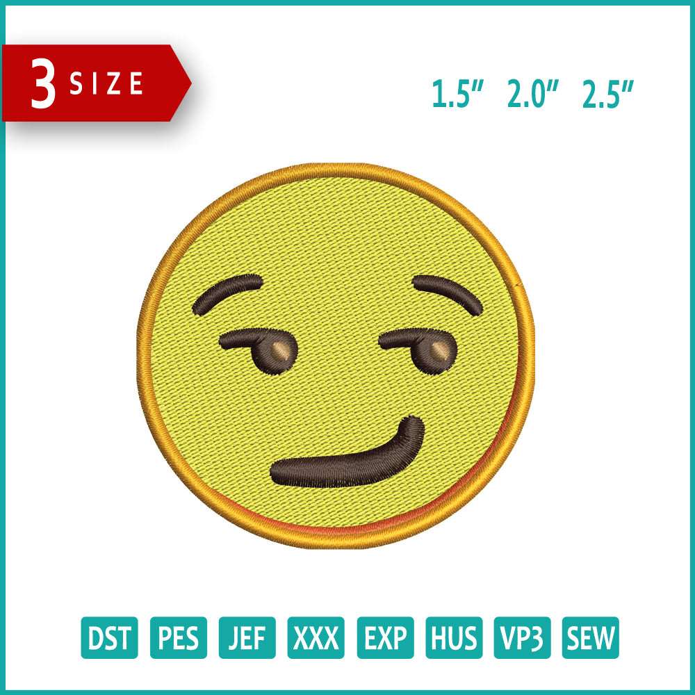 Smirking Face Emoji Embroidery Design Files - 3 Size's