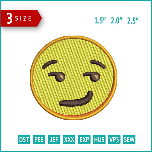 Smirking Face Emoji Embroidery Design Files - 3 Size's