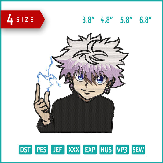 Killua Zoldyck v6 Embroidery Design Files - 4 Size's