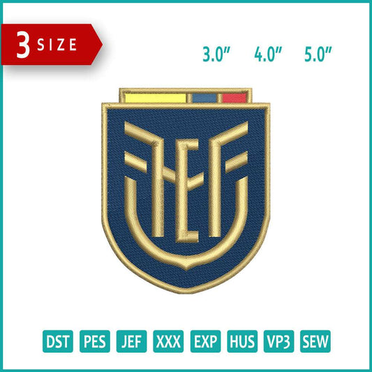 Ecuador National Football Logo Embroidery Design Files - 3 Size's