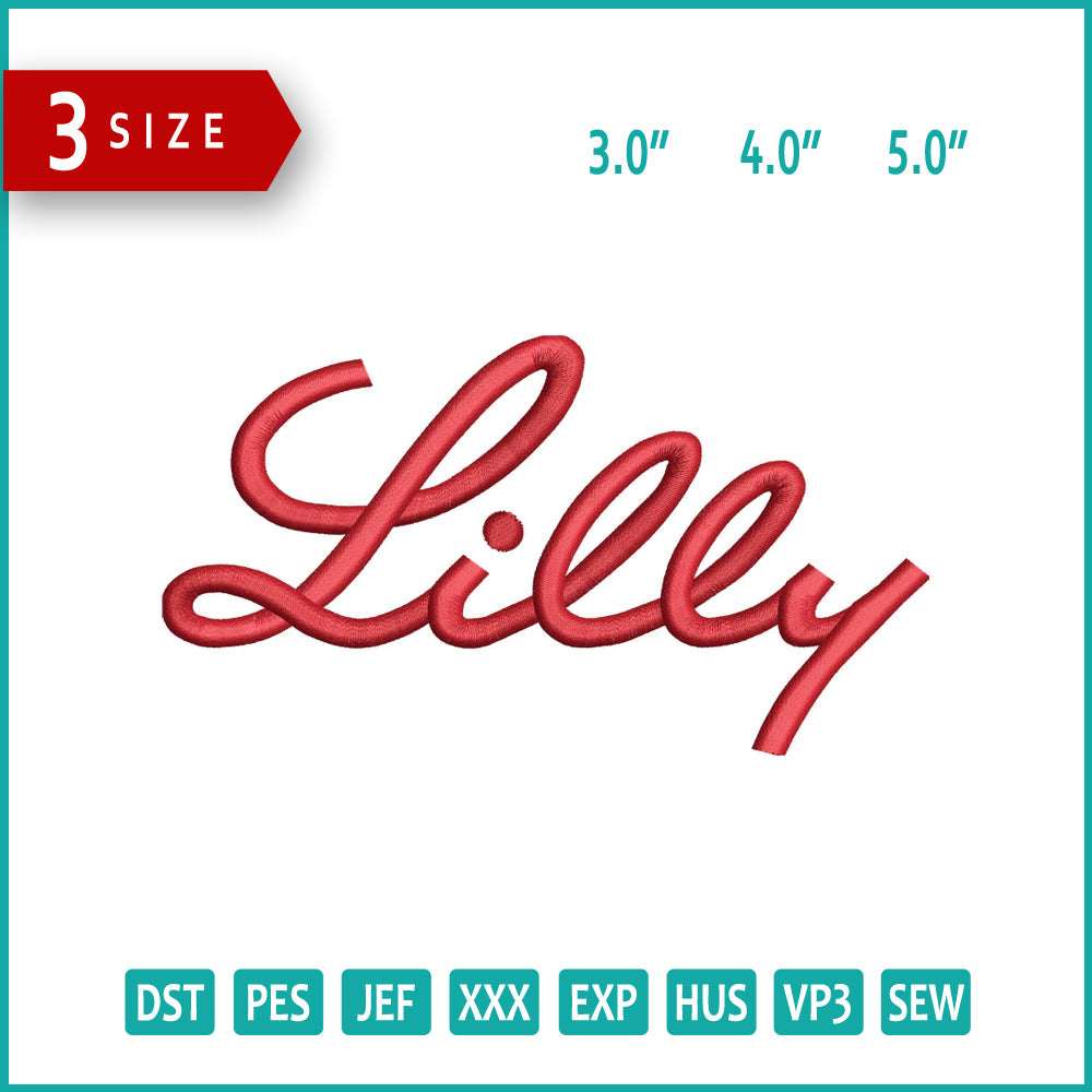 Eli Lilly Logo Embroidery Design Files - 3 Size's