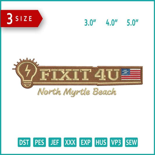 Fixit 4u Logo Embroidery Design Files - 3 Size's