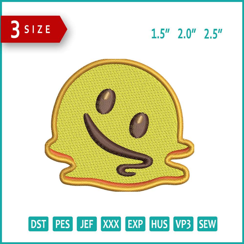 Melting Face Emoji Embroidery Design Files - 3 Size's
