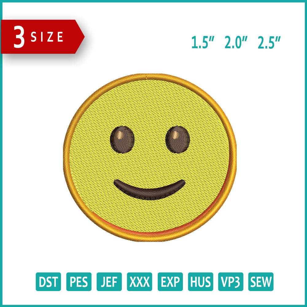 Slightly Smiling Face Emoji Embroidery Design Files - 3 Size's