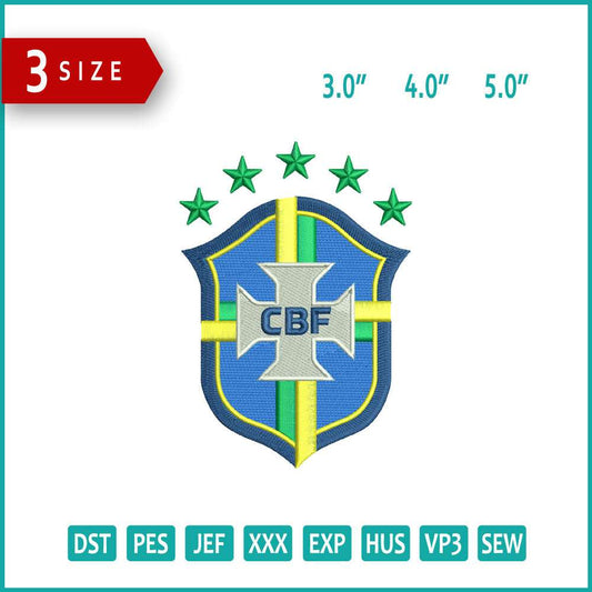 Brazilian Football Confederation Football  Logo Embroidery Design Files - 3 Size's