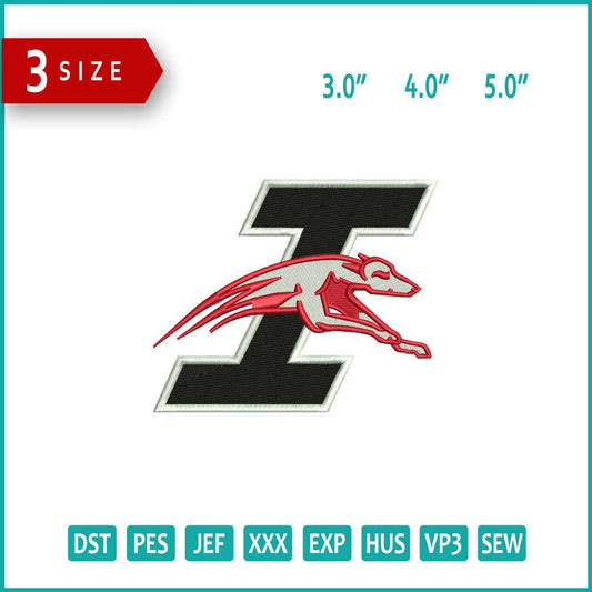 Indianapolis Greyhounds Logo Embroidery Design Files - 3 Size's