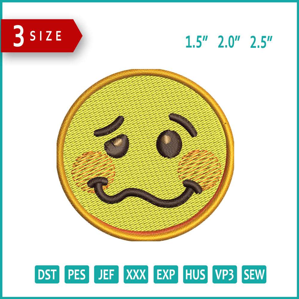 Woozy Face Emoji Embroidery Design Files - 3 Size's