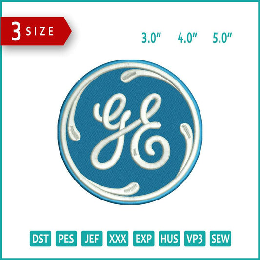 General Electric Logo Embroidery Design Files - 3 Size's