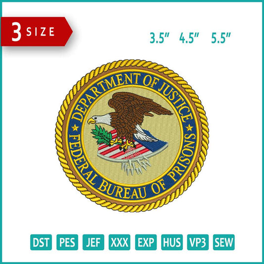 Federal Bureau of Prisons Embroidery Design Files - 3 Size's