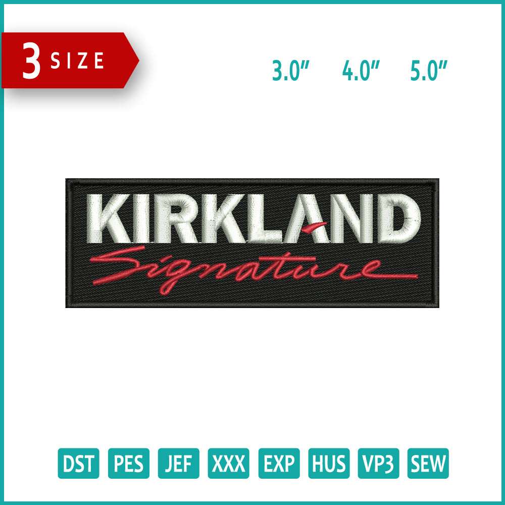 Kirkland Signature Logo Embroidery Design Files - 3 Size's