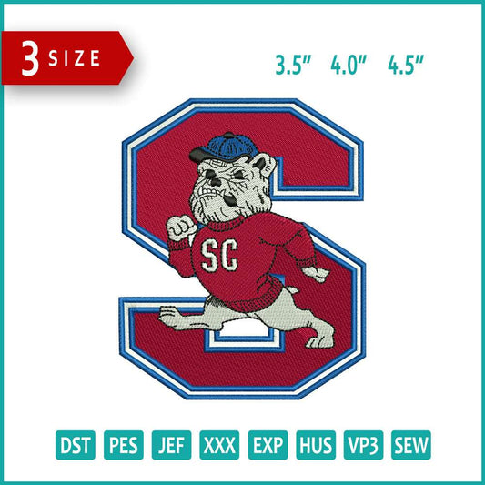 S Bull Dog Logo Embroidery Design Files - 3 Size's