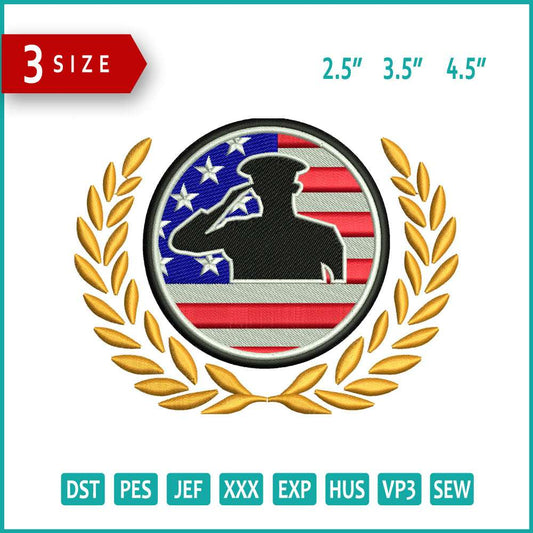 Memorial Day Salute Archives Embroidery Design Files - 3 Size's
