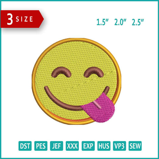 Face Savoring Food Emoji Embroidery Design Files - 3 Size's