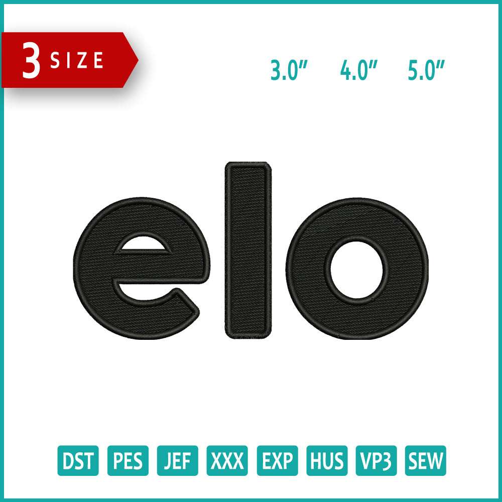 Elo Logo Embroidery Design Files - 3 Size's