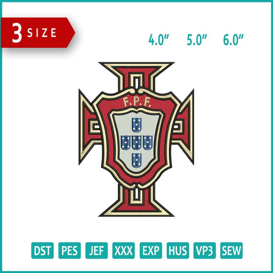 Portuguese Football Logo Embroidery Design Files - 3 Size's