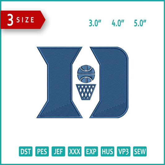 Duke Basketball Logo Embroidery Design Files - 3 Size's