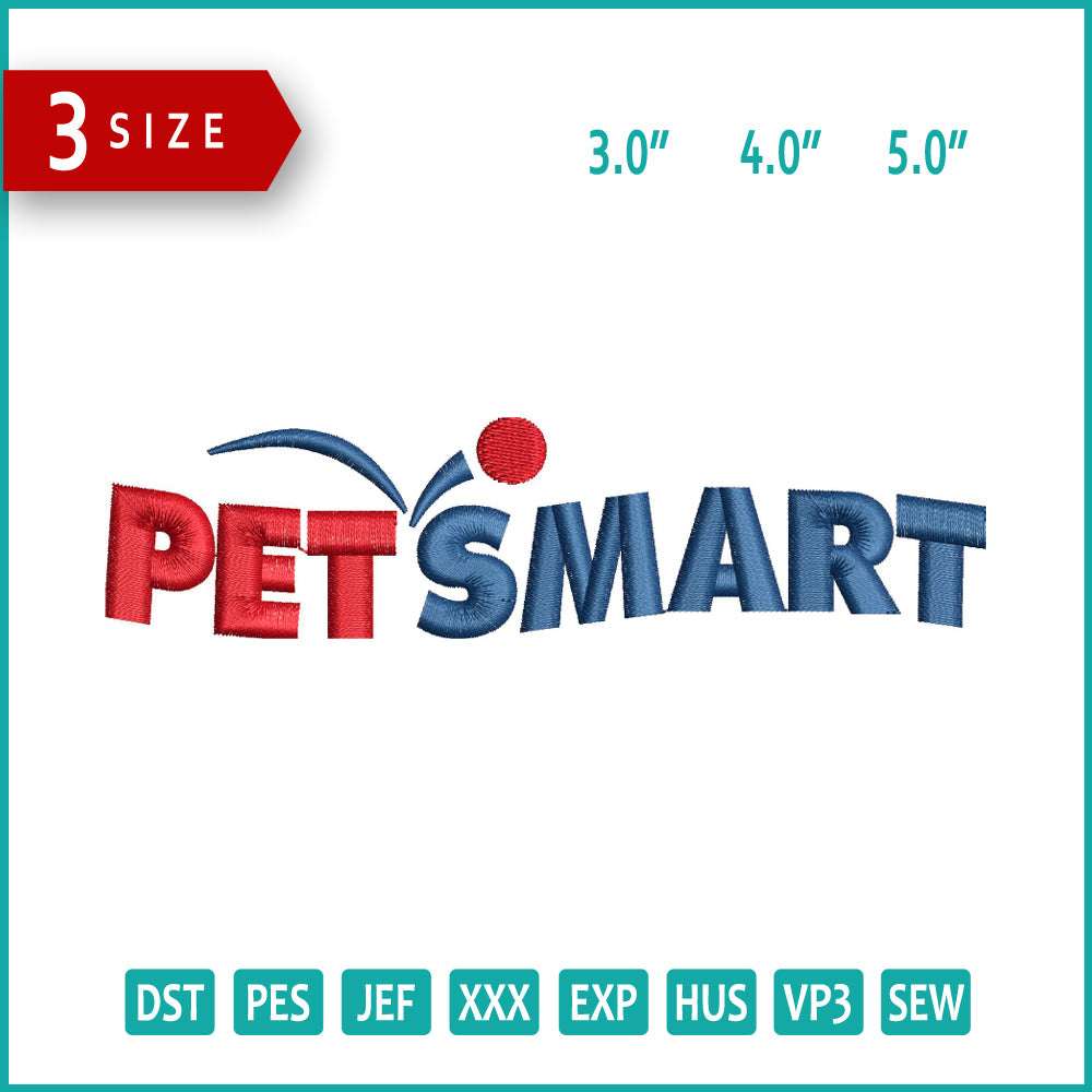 PetSmart Logo Embroidery Design Files - 3 Size's