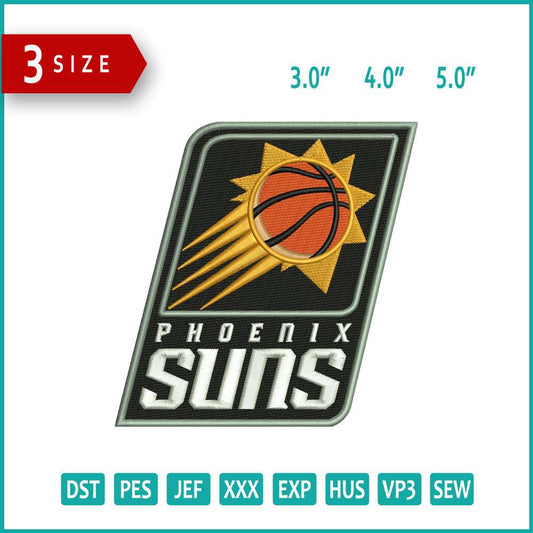 Phoenix Suns Logo Embroidery Design Files - 3 Size's