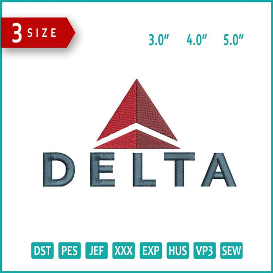 Delta Logo Embroidery Design Files - 3 Size's