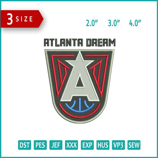 Atlanta Dream Logo Embroidery Design Files - 3 Size's