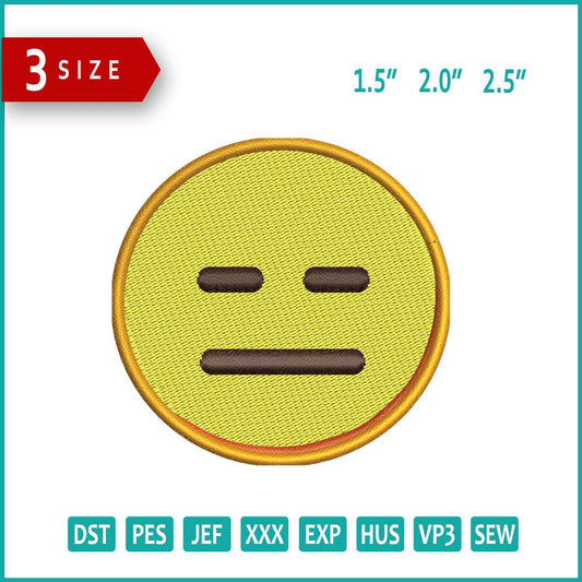 Expressionless Emoji Embroidery Design Files - 3 Size's
