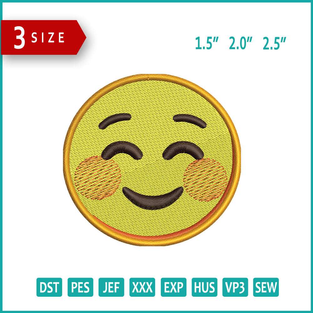 Smiling Face Emoji Embroidery Design Files - 3 Size's