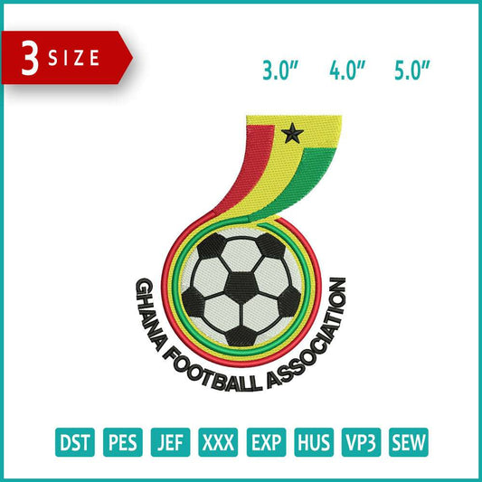 Ghana National Football Logo Embroidery Design Files - 3 Size's