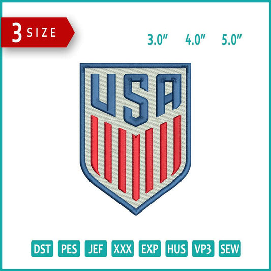USA Shield Football Logo Embroidery Design Files - 3 Size's