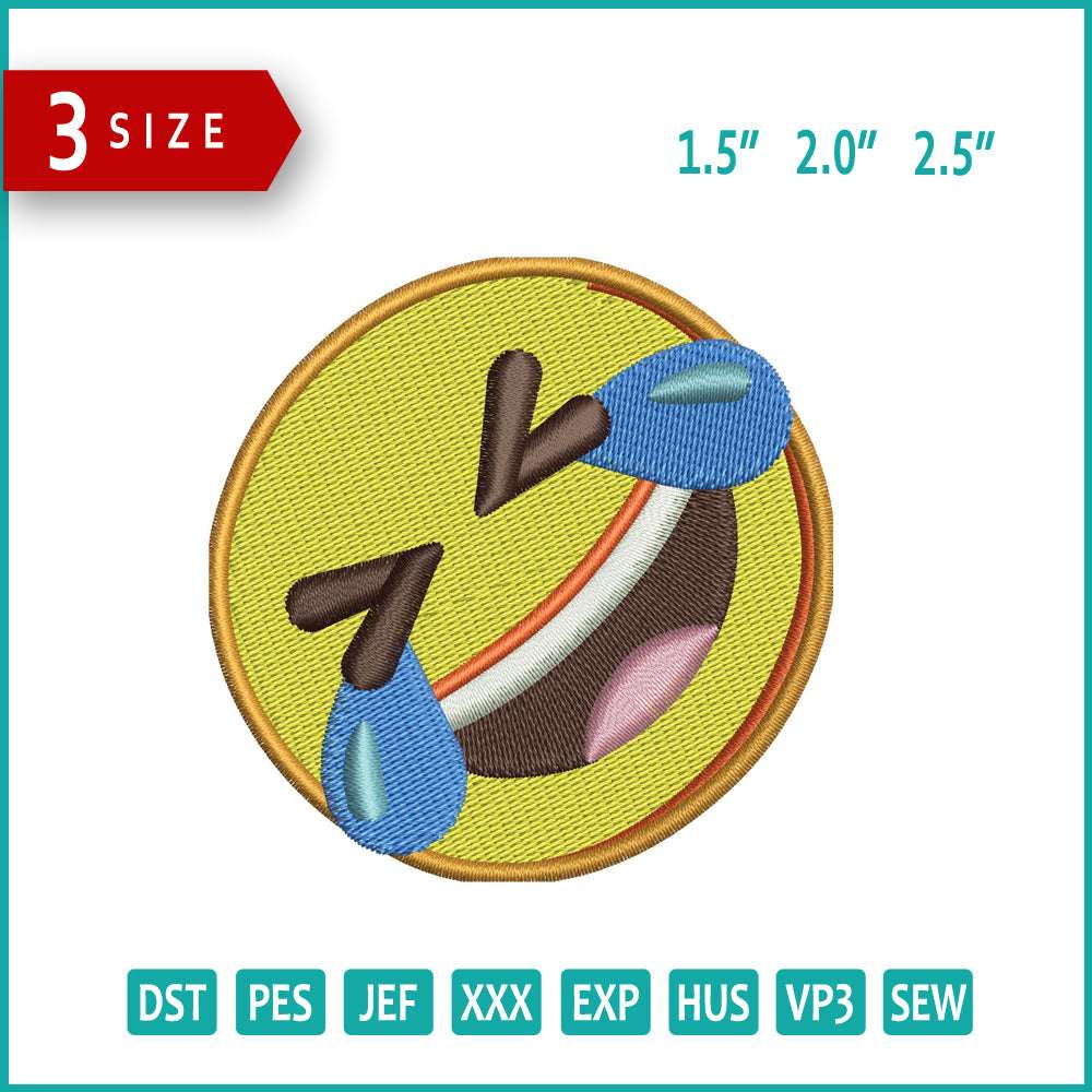 Rolling on The Floor Laughing Emoji Embroidery Design Files - 3 Size's
