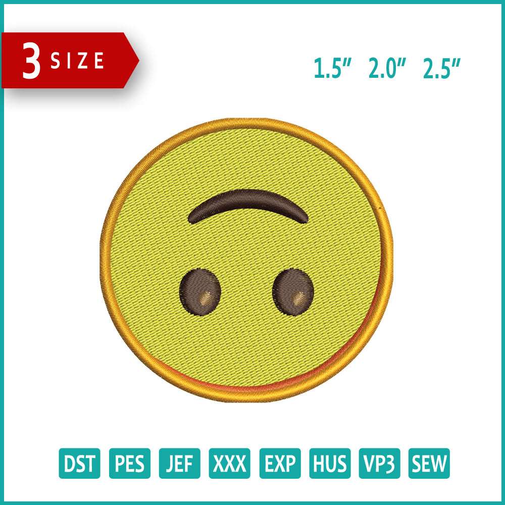 Upside Down Face Emoji Embroidery Design Files - 3 Size's