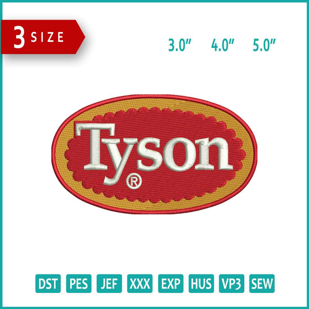 Tyson Logo Embroidery Design Files - 3 Size's