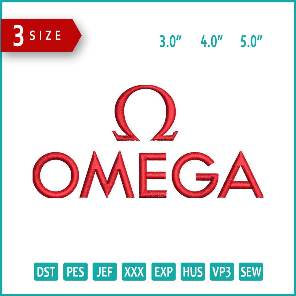 Omega Logo Embroidery Design Files - 3 Size's