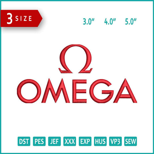 Omega Logo Embroidery Design Files - 3 Size's