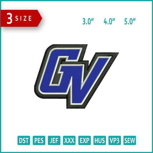 Grand Valley State Lakers Logo Embroidery Design Files - 3 Size's
