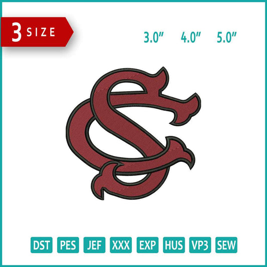 South Carolina Gamecocks Logo Embroidery Design Files - 3 Size's