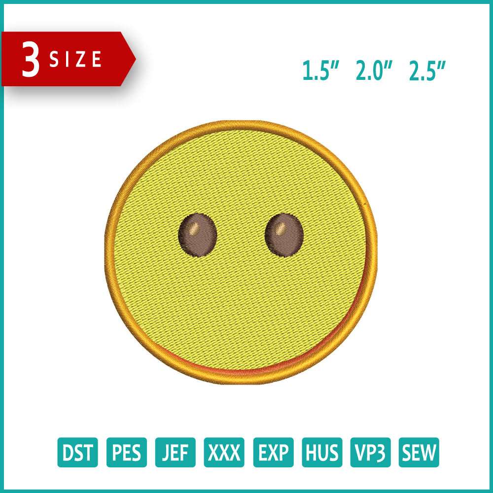 Face without Mouth Emoji Embroidery Design Files - 3 Size's