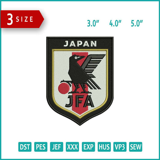 Japan National Football Logo Embroidery Design Files - 3 Size's