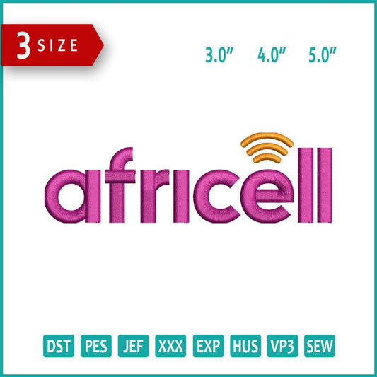 Africell Logo Embroidery Design Files - 3 Size's
