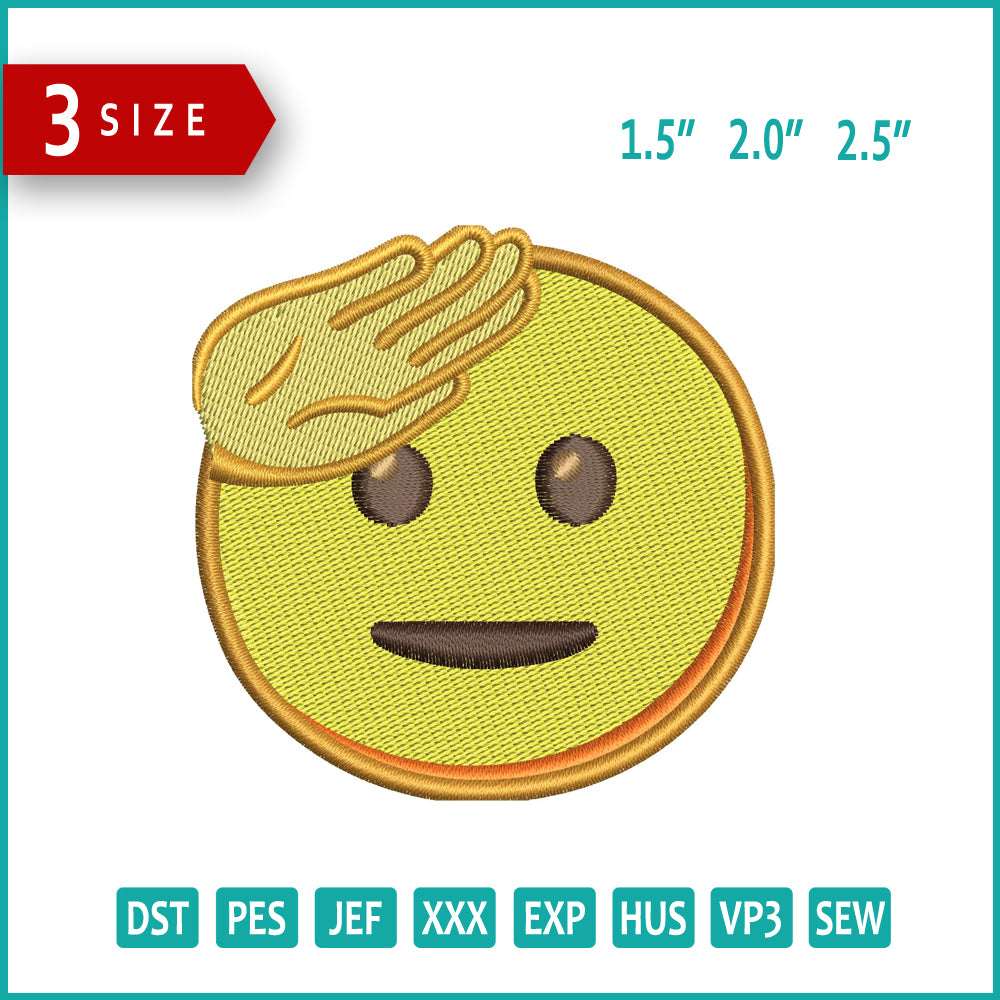 Saluting Face Emoji Embroidery Design Files - 3 Size's