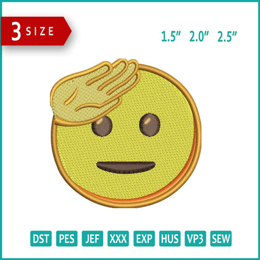 Saluting Face Emoji Embroidery Design Files - 3 Size's