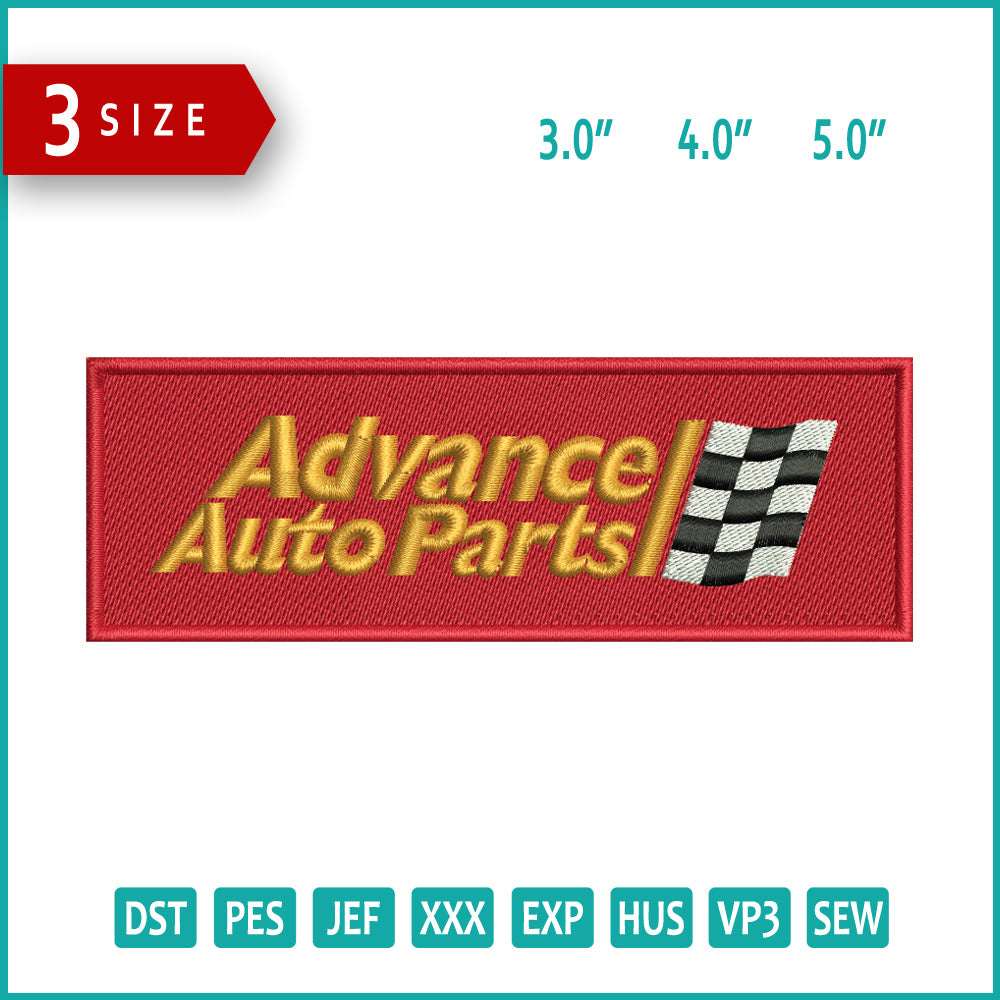 Advance Auto Parts Logo Embroidery Design Files - 3 Size's