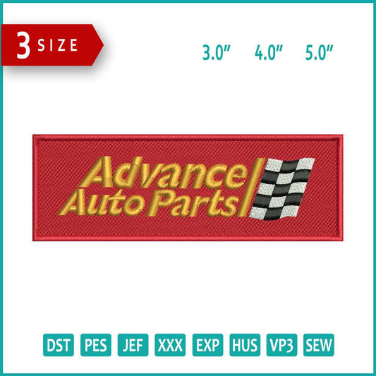 Advance Auto Parts Logo Embroidery Design Files - 3 Size's