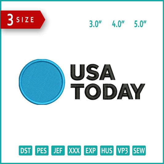 USA Today Logo Embroidery Design Files - 3 Size's
