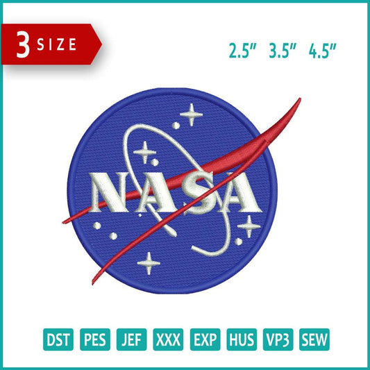 Nasa Logo v3 Embroidery Design Files - 3 Size's