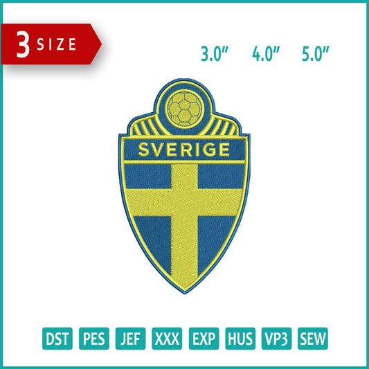 Sweden Men National Football Logo Embroidery Design Files - 3 Size's